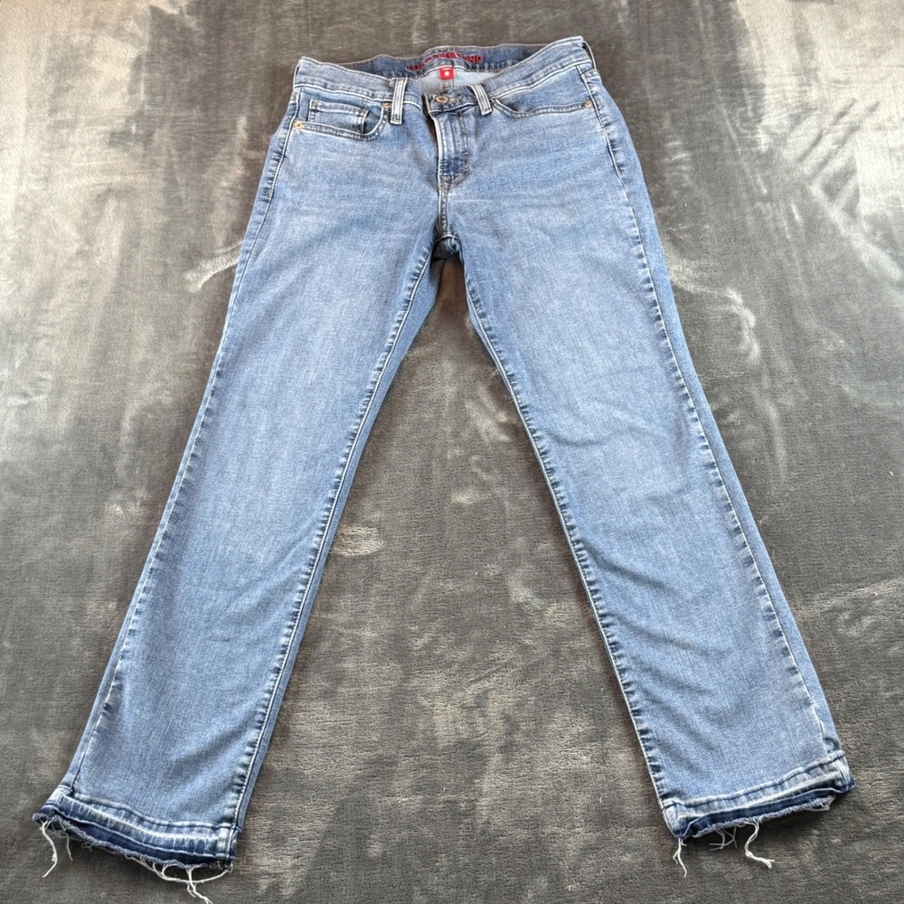 Lucky Brand Sweet Mid Rise Straight Jeans Medium Wash Raw‎ Hem Womens 8/29 A